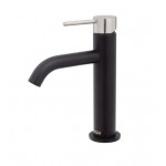 Kaya Basin Mixer, Matte Black With Brushed Nickel Handle